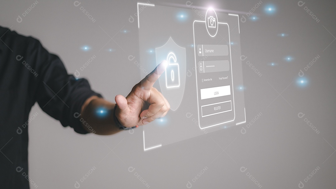 conceito de segurança cibernética, Login, Usuário, informações de identificação