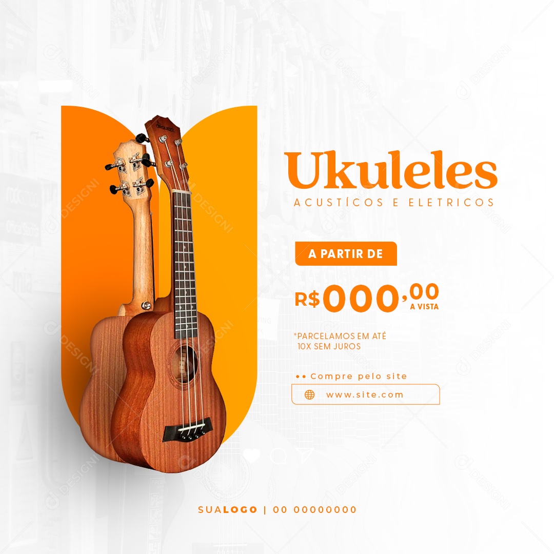 Loja de Instrumentos Musicais Violão Social Media PSD Editável