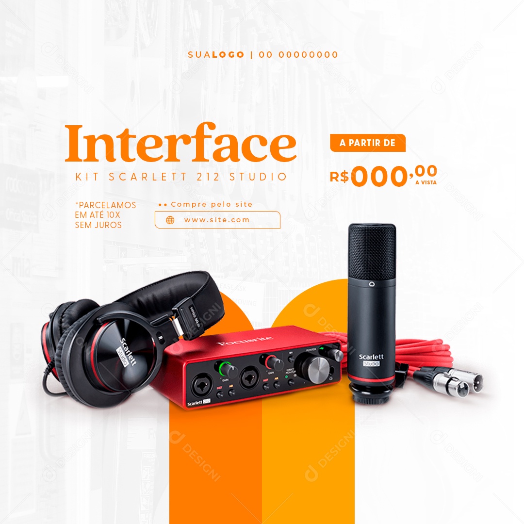 Loja de Instrumentos Musicais Interface Kit Scarlett Social Media PSD Editável