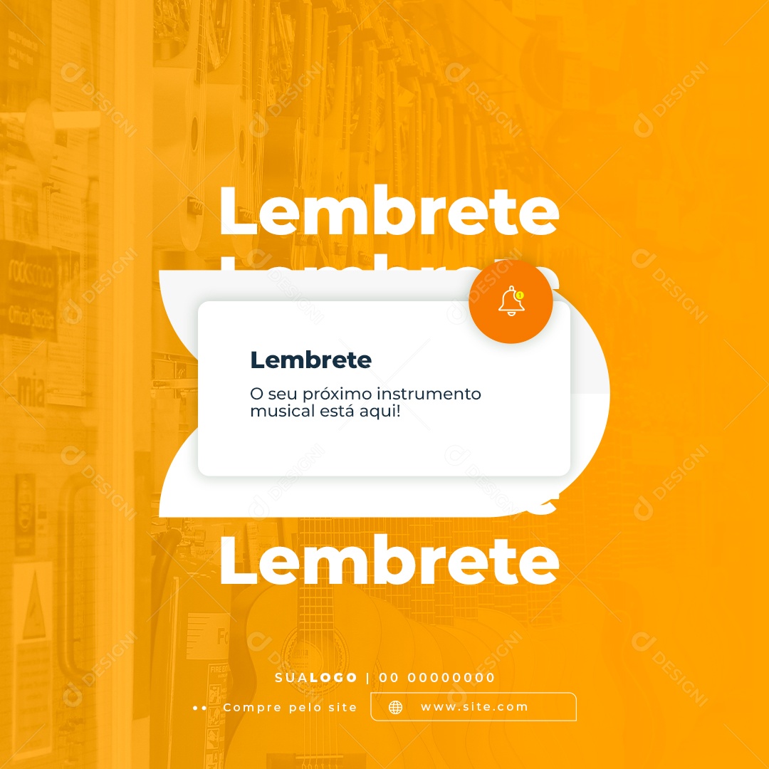 Lembrete Loja de Instrumentos Musicais Social Media PSD Editável