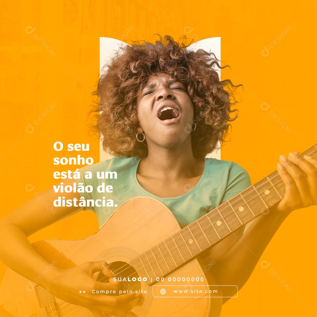 Loja de Instrumentos Musicais Violão Social Media PSD Editável