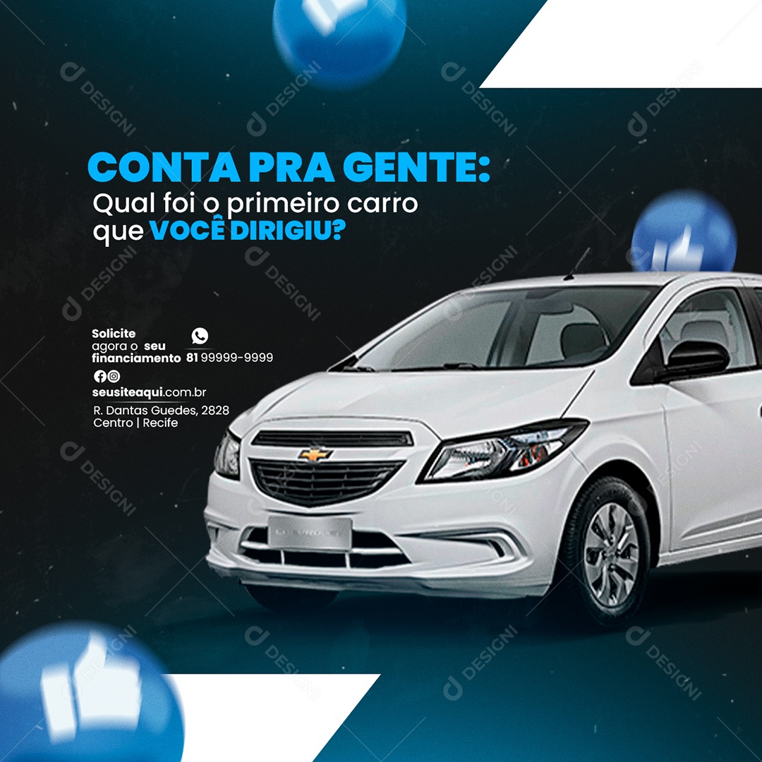 Conta pra Gente Qual foi o Primeiro Carro Estacionamento de Carros Social Media PSD Editável
