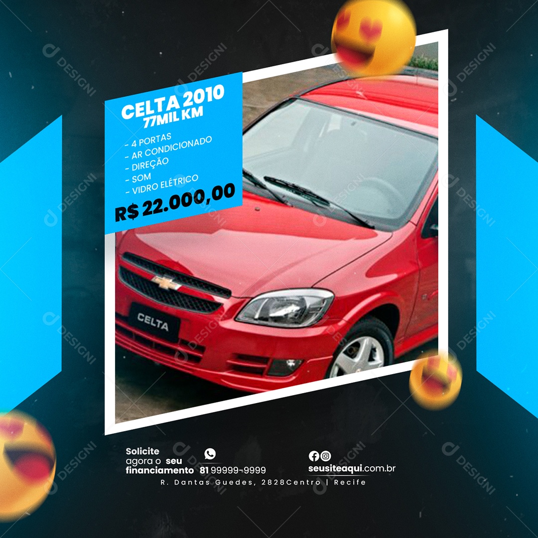 Estacionamento de Carros Celta 2010 77 Mil Km Social Media PSD Editável