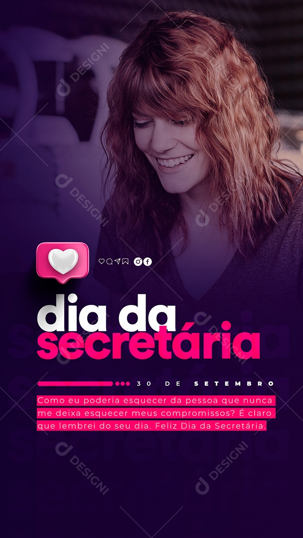 Story Como eu Poderia esquecer Dia da Secretária 30 de Setembro Social Media PSD Editável