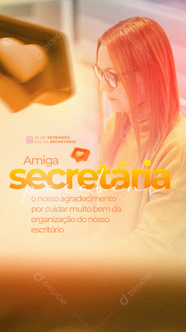 Story Amiga Secretária Parabéns 30 de Setembro Dia da Secretária Social Media PSD Editável