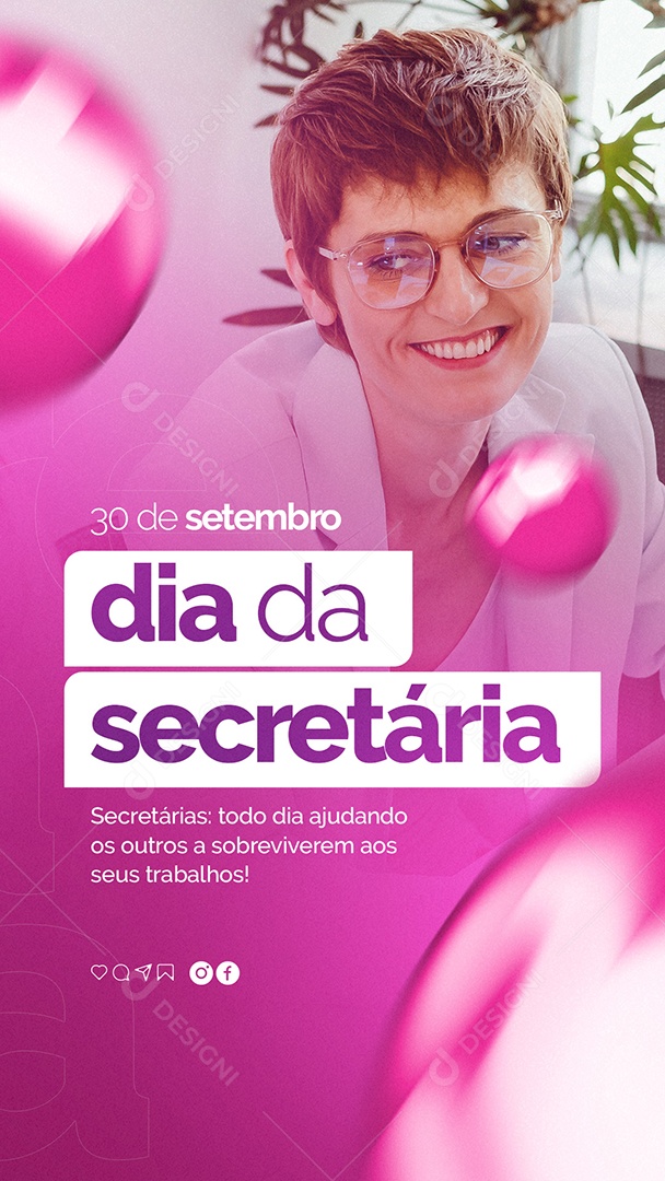 Story Secretárias todo dia ajudando os Outros Dia da Secretária Social Media PSD Editável