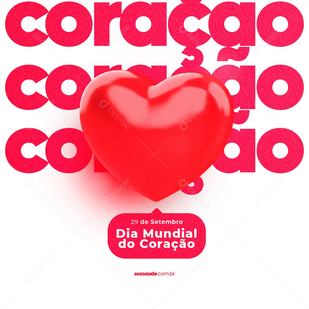 Dia Mundial do Coração 29 de Setembro Social Media PSD Editável
