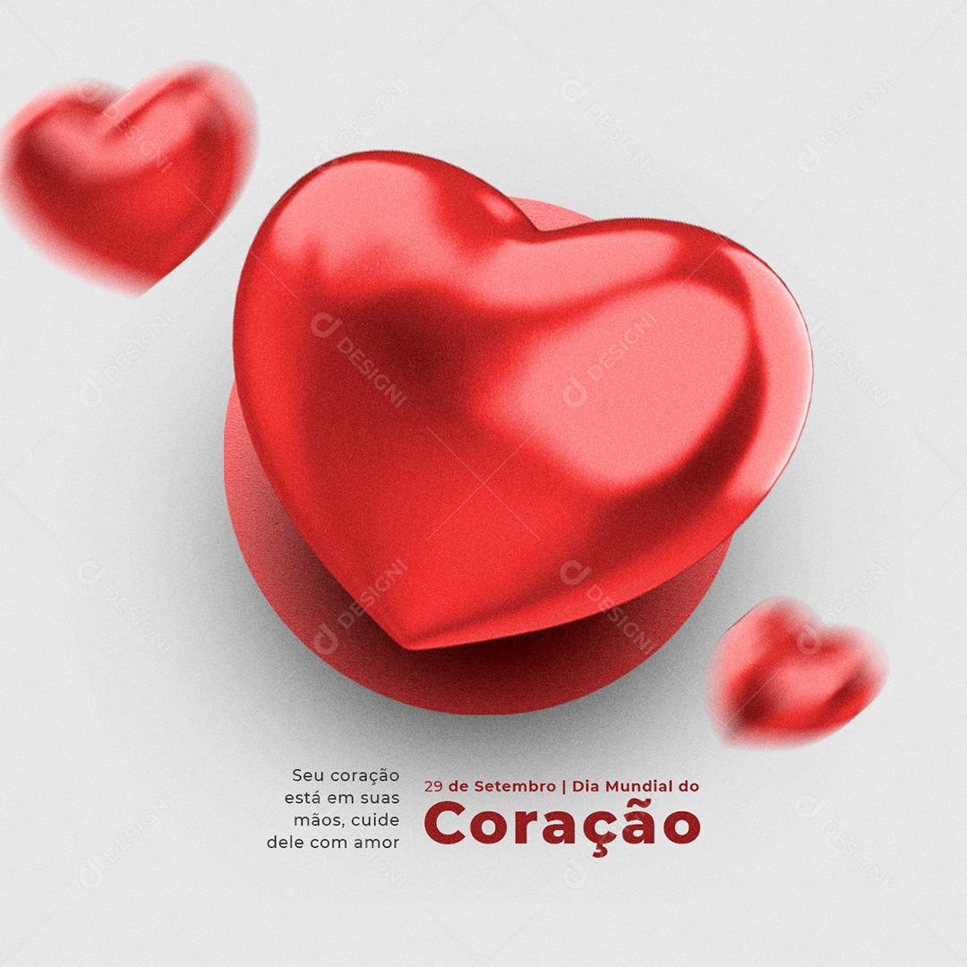 Seu Coração está em suas Mãos Dia Mundial do Coração Social Media PSD Editável