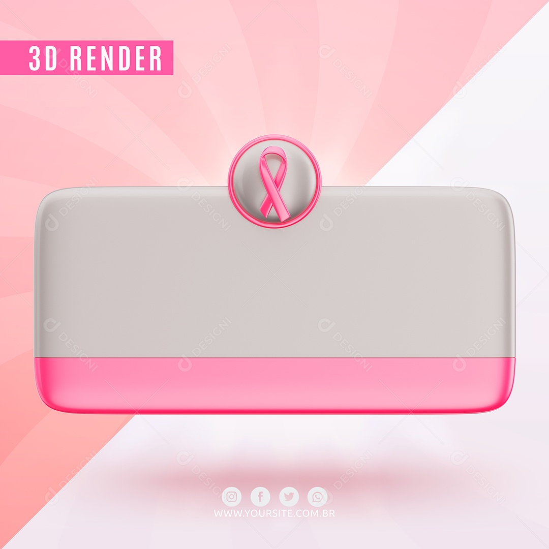 Elemento 3D Lembrete Branco e Rosa Com Laço PSD