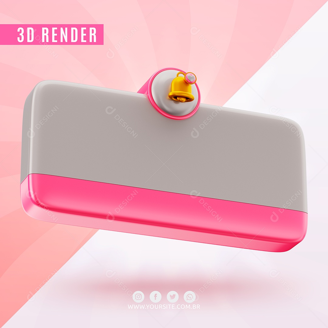 Elemento 3D Lembrete Branco e Rosa Com Laço PSD
