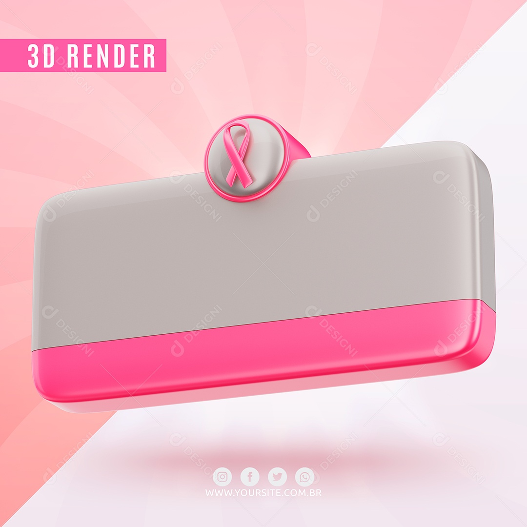 Elemento 3D Lembrete Branco e Rosa Com Laço PSD