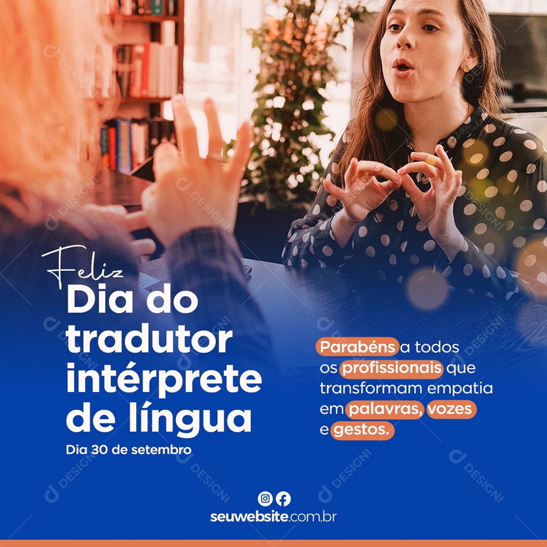 Parabéns Dia Do Tradutor Intérprete De Língua Social Media PSD Editável