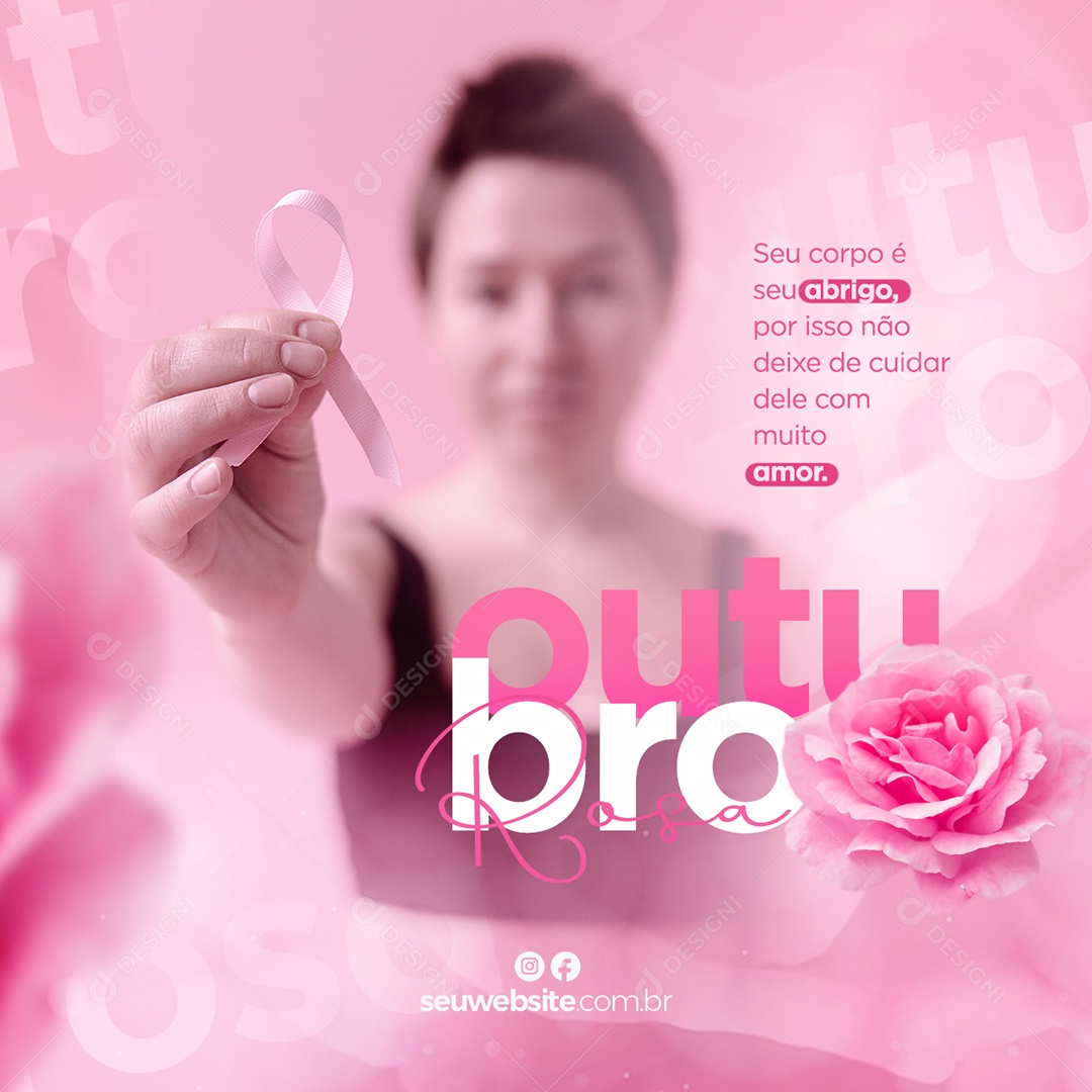 Mês de Prevenção do Câncer de Mama Outubro Rosa Social Media PSD Editável