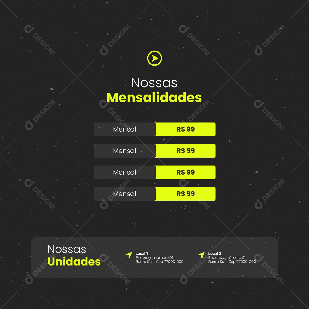 Social Media Academia Nossas Mensalidades PSD Editável