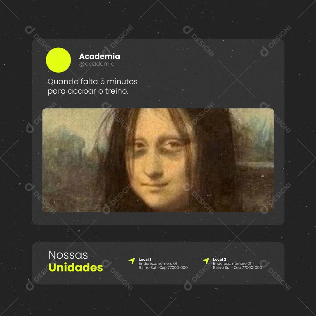 Social Media Academia Quando Falta 5 minutos para Acabar o Treino PSD Editável