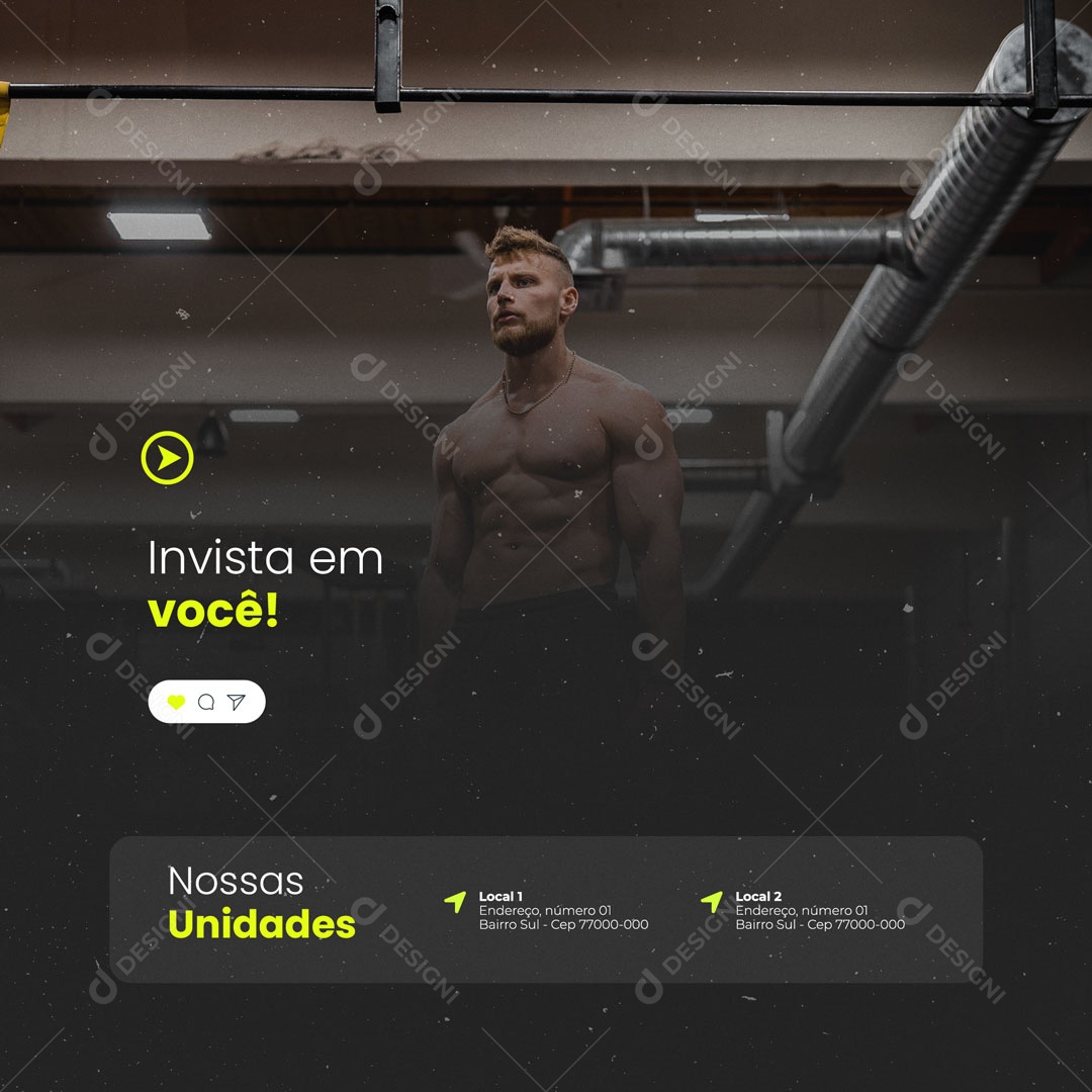 Social Media Academia Treino Invista em Você PSD Editável