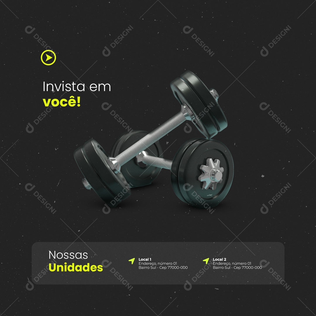 Social Media Academia Invista em Você PSD Editável