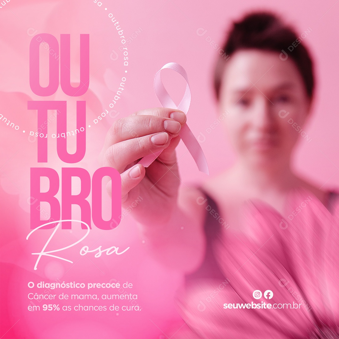 Mês de Prevenção do Câncer de Mama Outubro Rosa Social Media PSD Editável