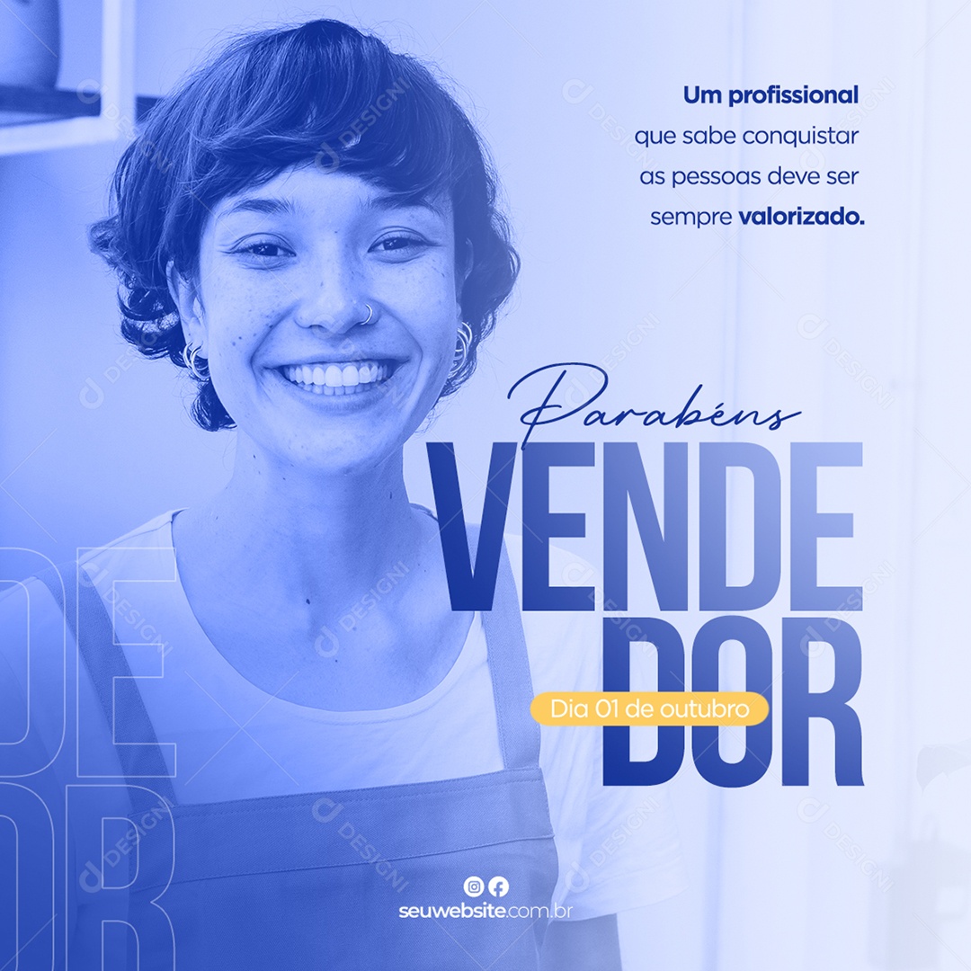 Post Feed Data Comemorativa 01 de Outubro Dia do Vendedor Social Media PSD Editável