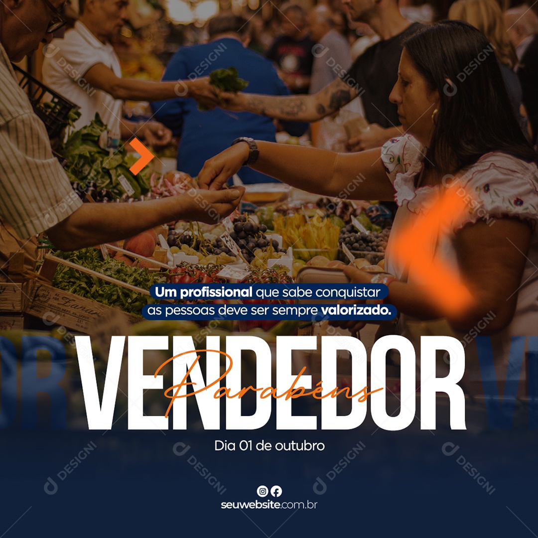 Post Feed Data Comemorativa 01 de Outubro Dia do Vendedor Social Media PSD Editável