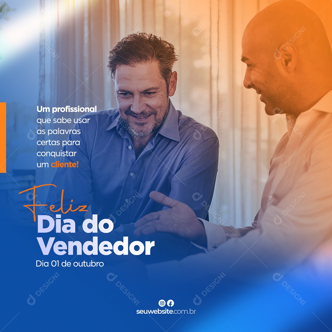 Post Feed Data Comemorativa 01 de Outubro Dia do Vendedor Social Media PSD Editável