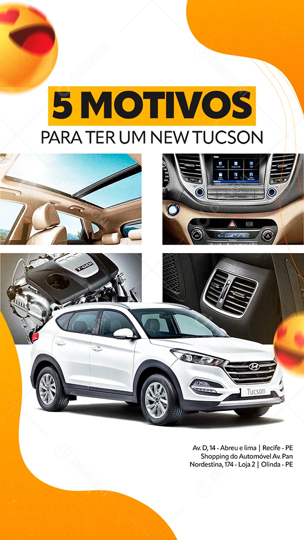 Story Cinco Motivos para ter um New Tucson Concessionária Social Media PSD Editável