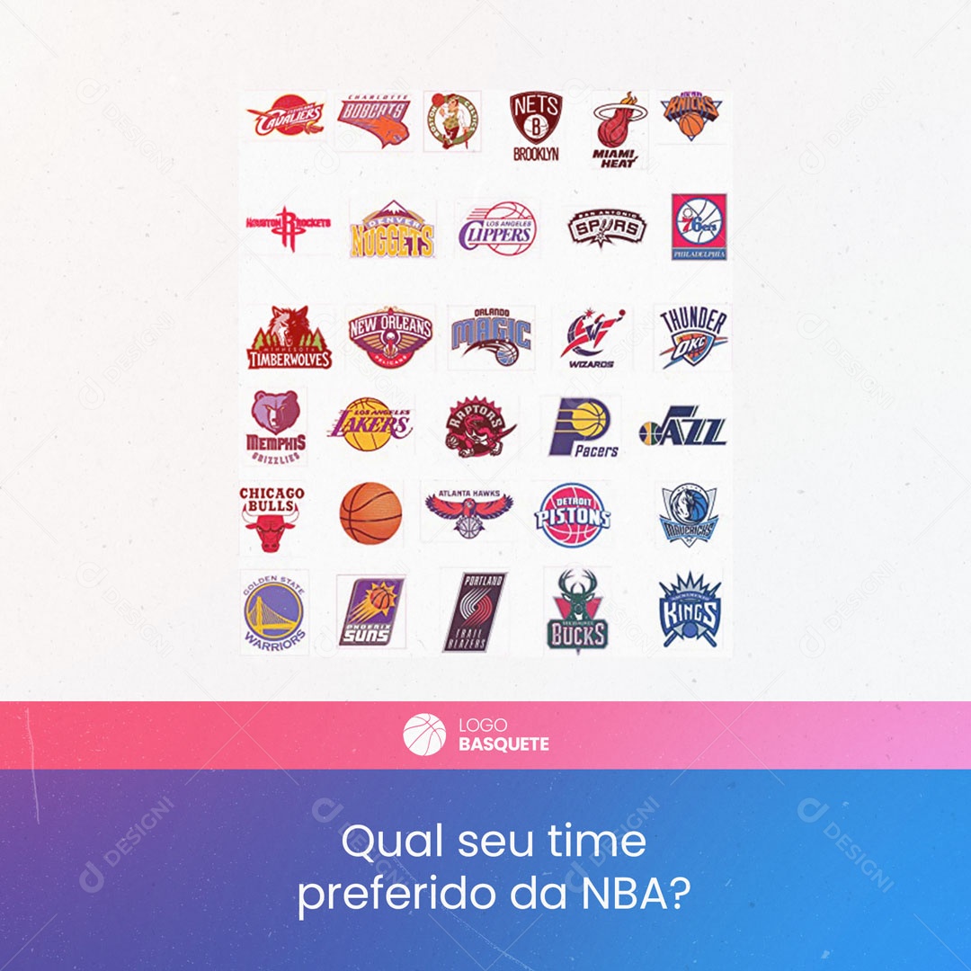 Qual o seu Time Preferido na NBA? Basquete Social Media PSD Editável