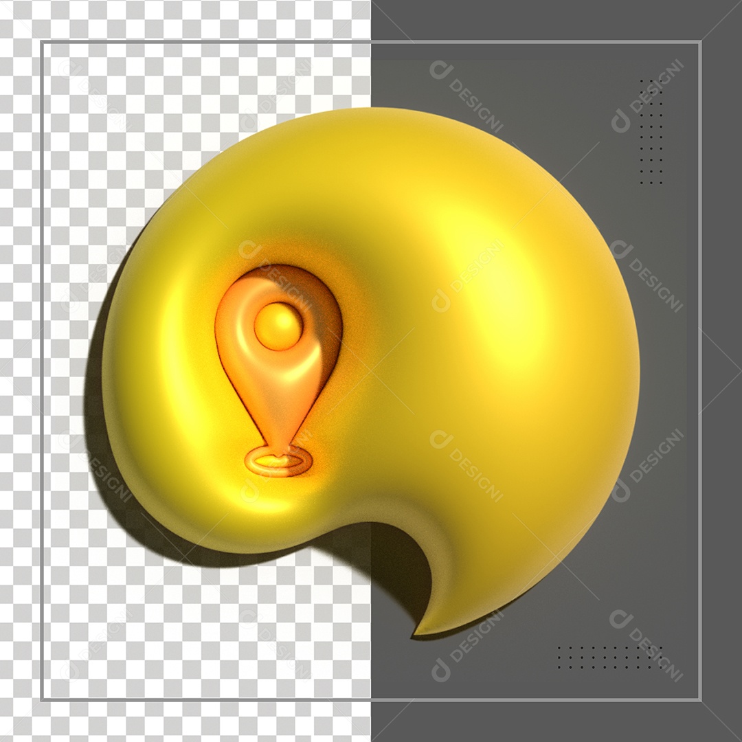 ícone 3D Para Composição Localização Amarelo PSD