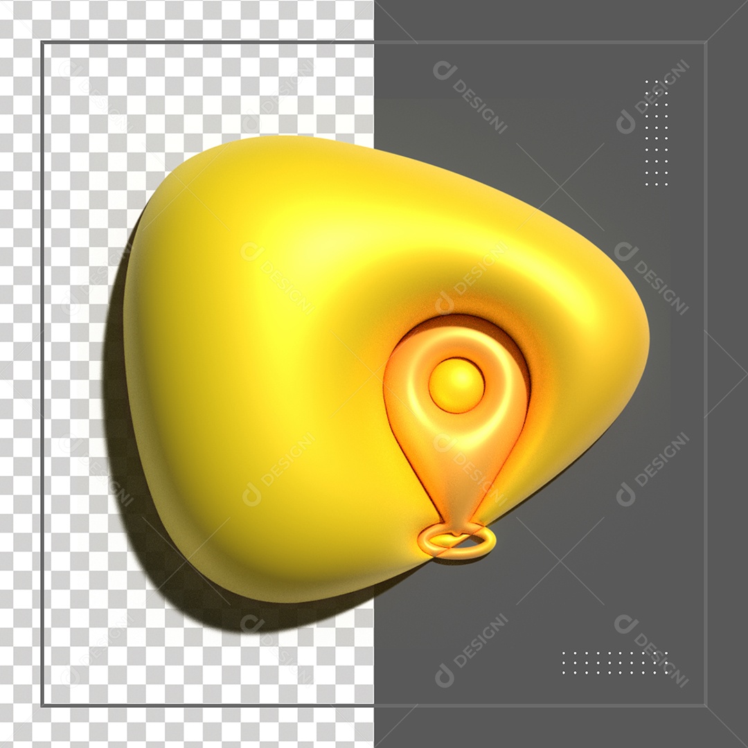 ícone 3D Para Composição Localização Amarelo PSD