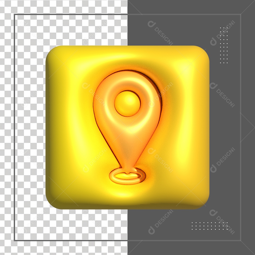 ícone 3D Para Composição Localização Amarelo PSD