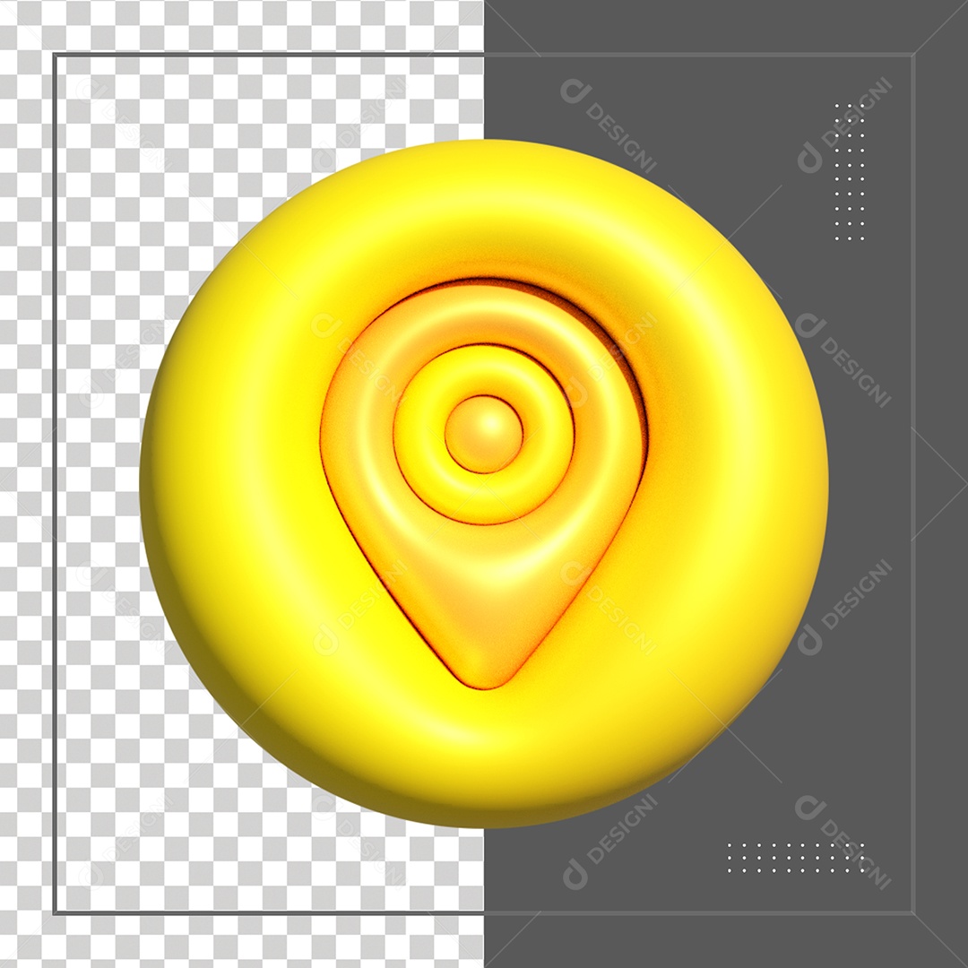 ícone 3D Para Composição Localização Amarelo PSD