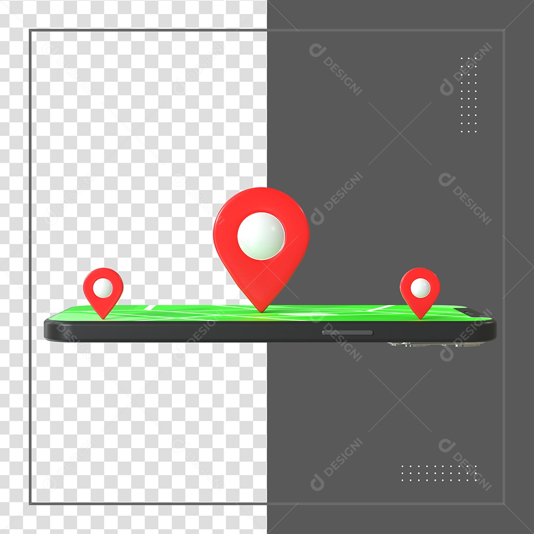 Elemento 3D Para Composição Celular Com GPS Local PSD