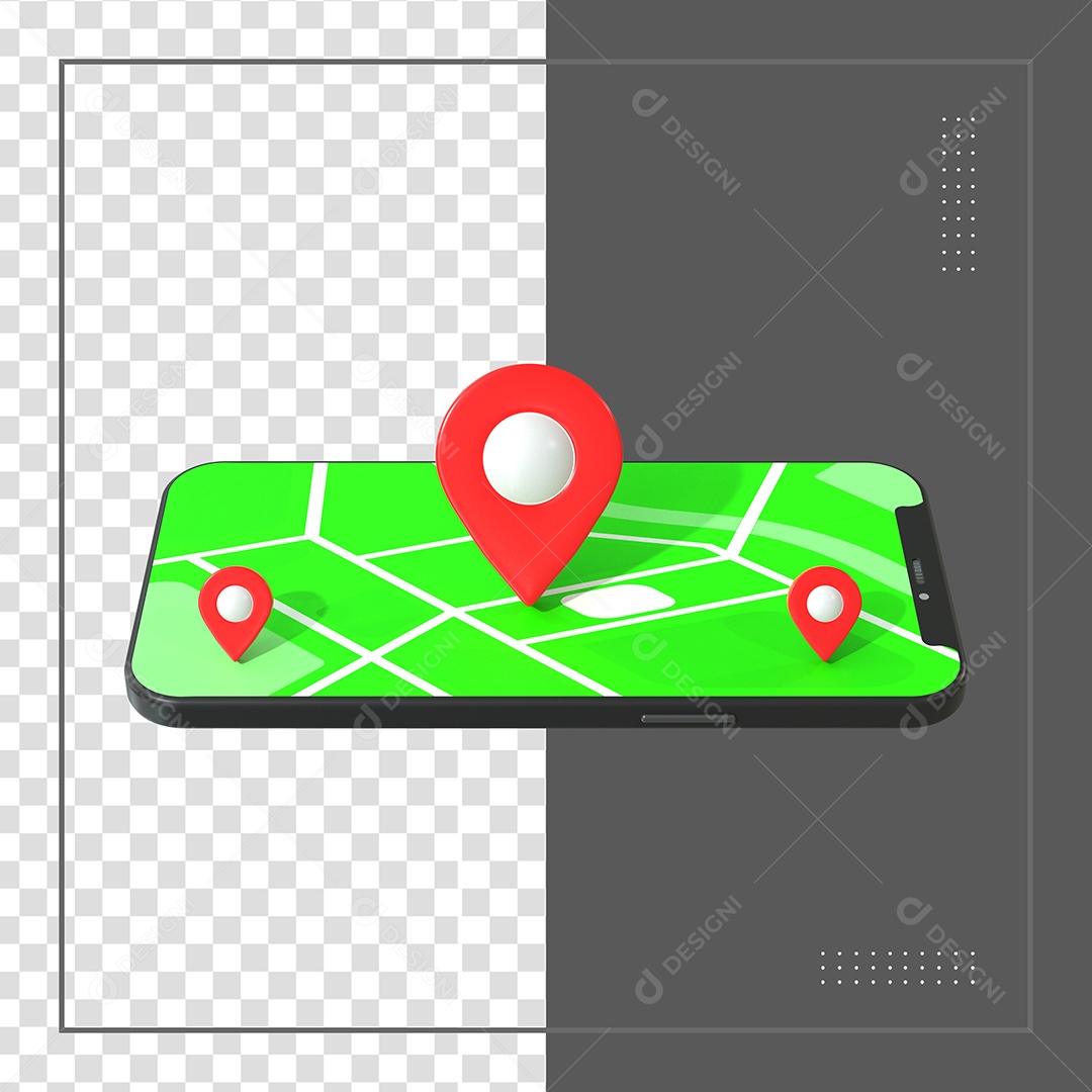 Elemento 3D Para Composição Celular Com GPS Local PSD