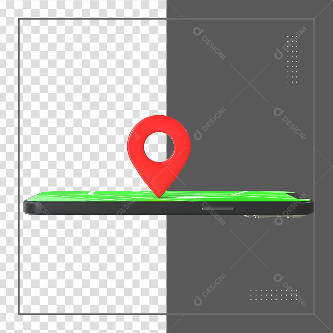 Elemento 3D Para Composição Celular Com GPS Local PSD