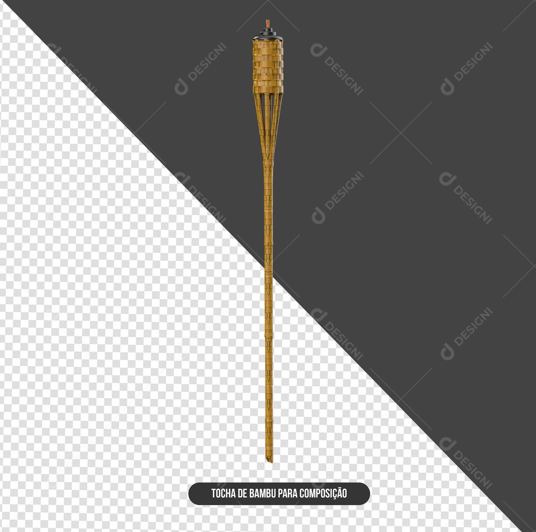 Tocha de Bambú Elemento 3D Para Composição PSD + PNG