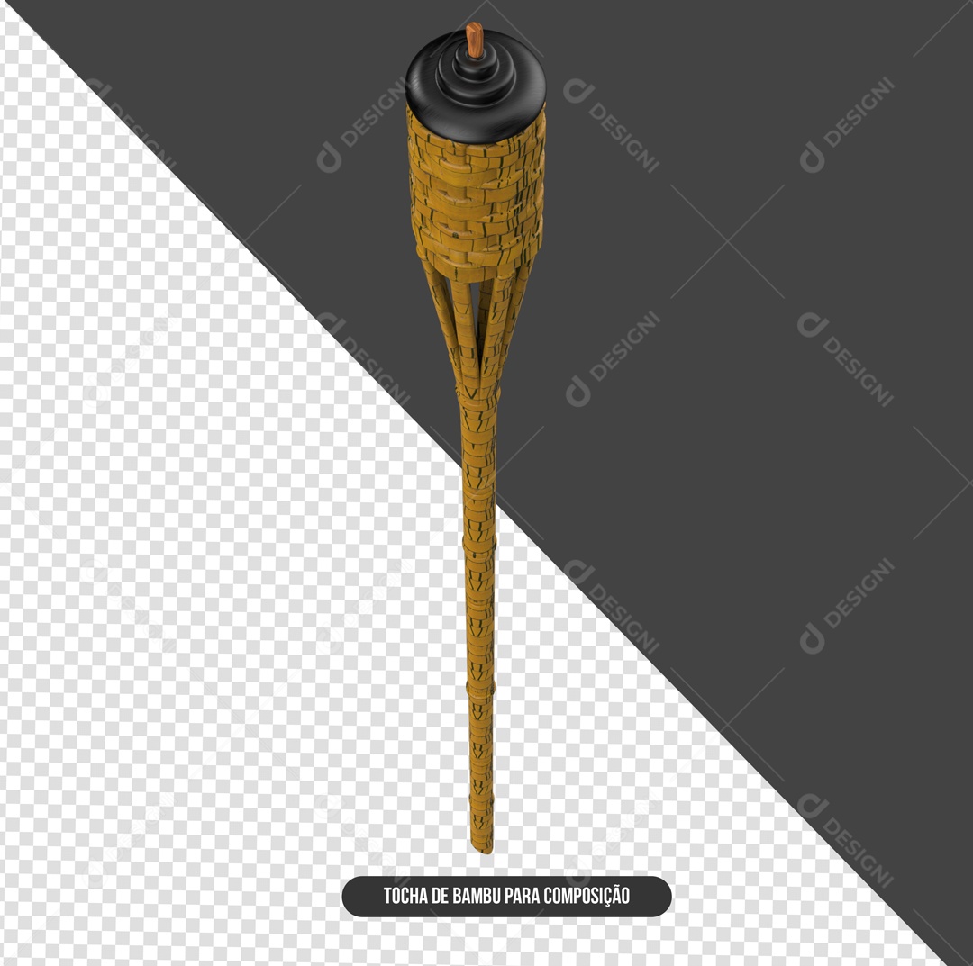 Tocha de Bambú Elemento 3D Para Composição PSD + PNG