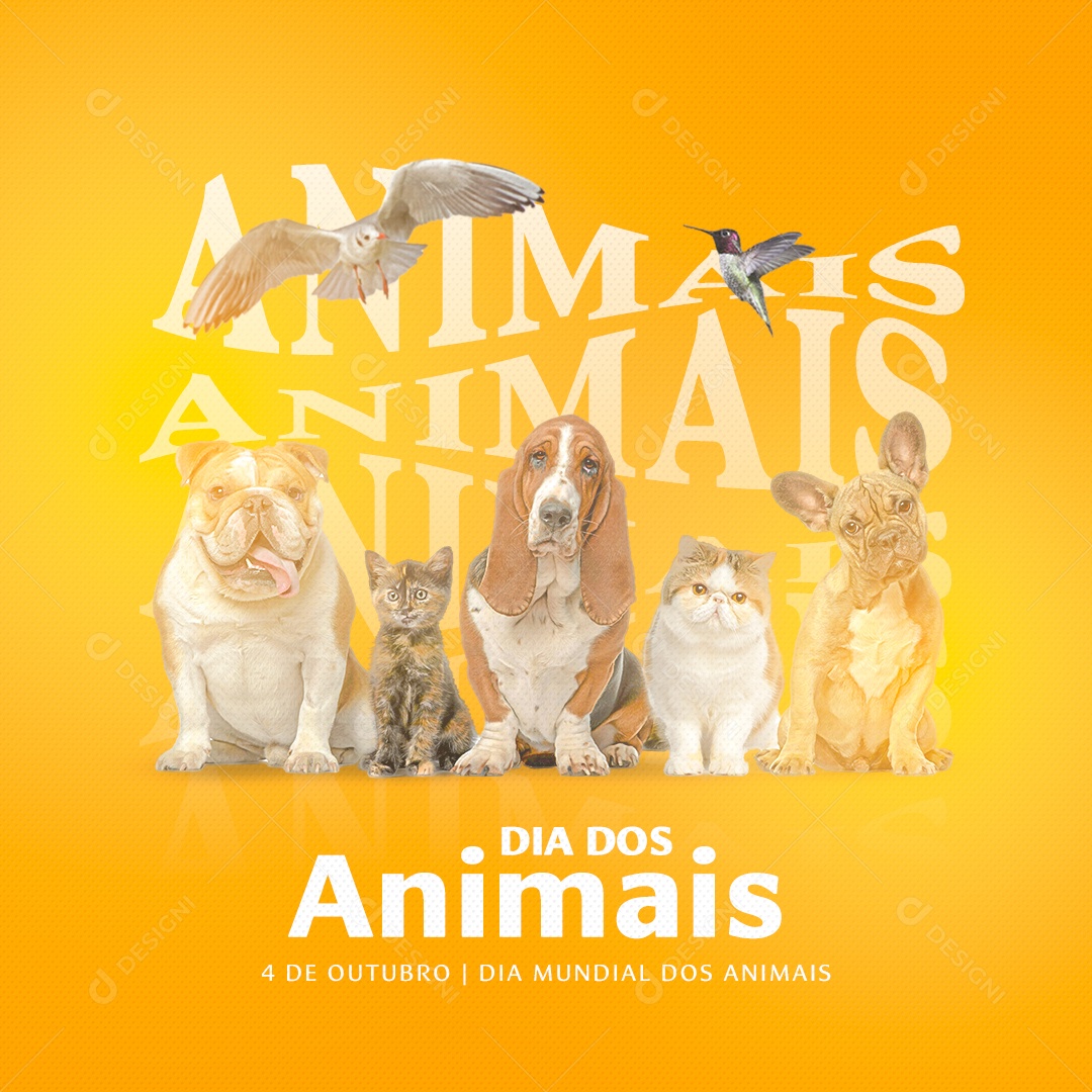 Social Media Dia Mundial dos Animais 04 Outubro PSD Editável