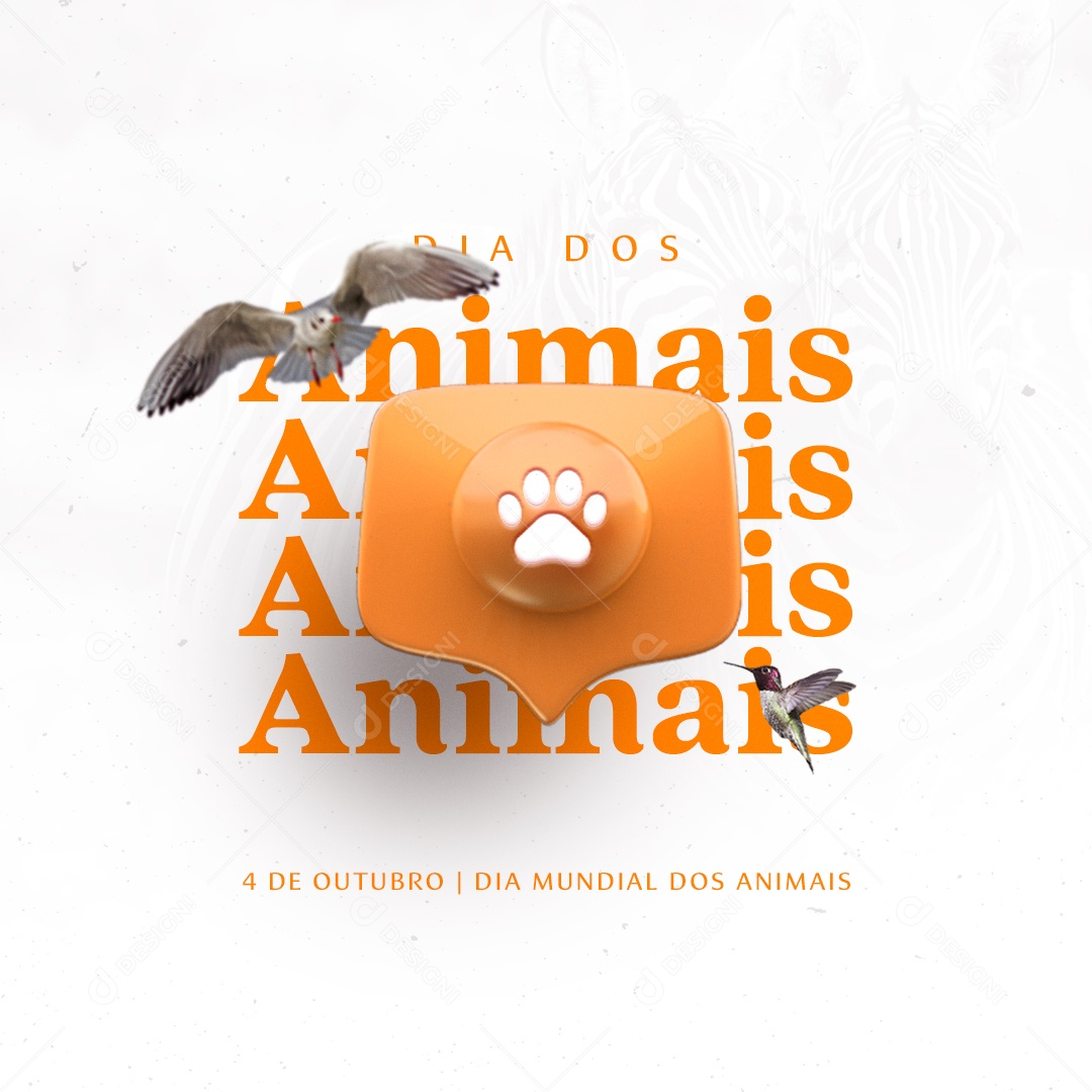 Dia Mundial dos Animais 04 de Outubro Social Media PSD Editável