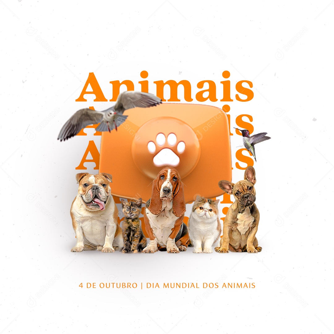 Dia Mundial dos Animais 04 de Outubro Social Media PSD Editável