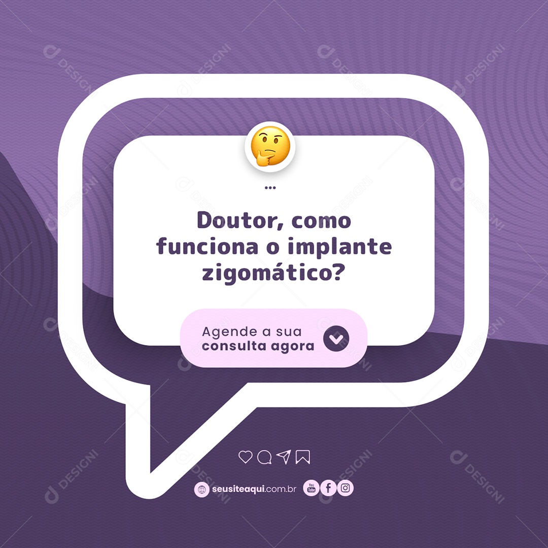 Doutor como funciona o Implante Zigomático Dentista Social Media PSD Editável