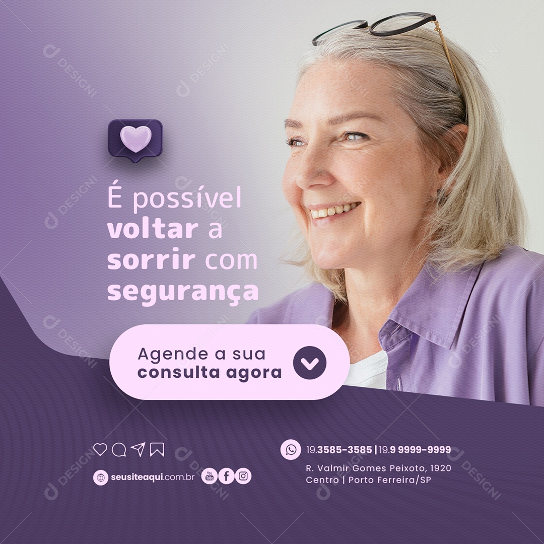 É Possível voltar a Sorrir com Segurança Dentista Social Media PSD Editável