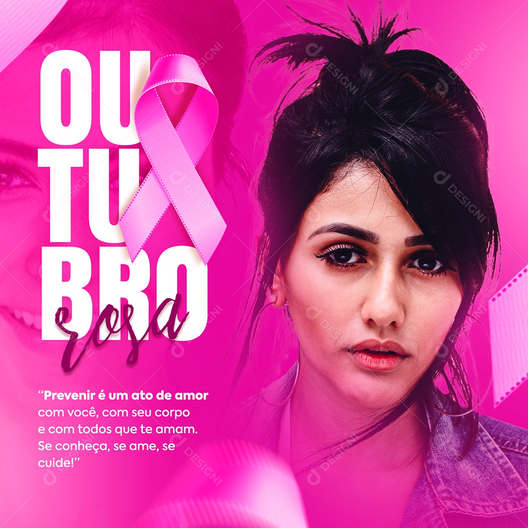 Prevenir é um ato de Amor Outubro Rosa Social Media PSD Editável