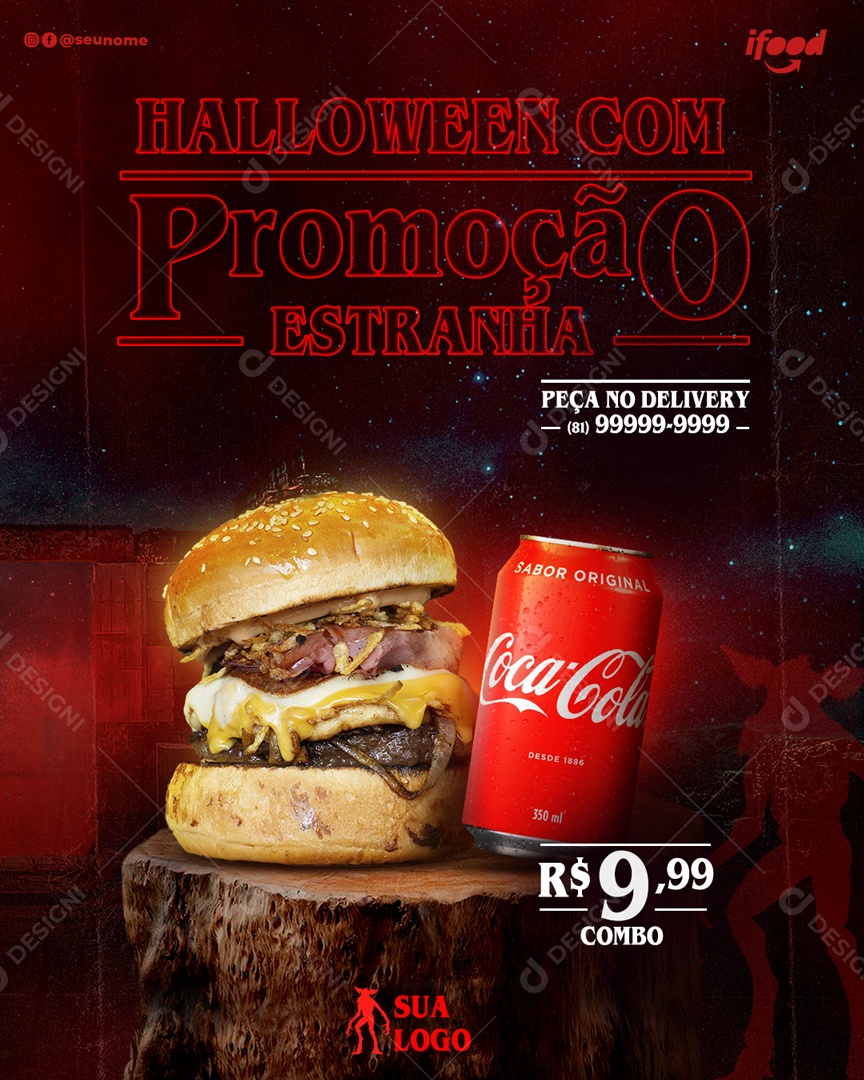 Halloween Com Promoção Estranha De Boa Social Media PSD Editável