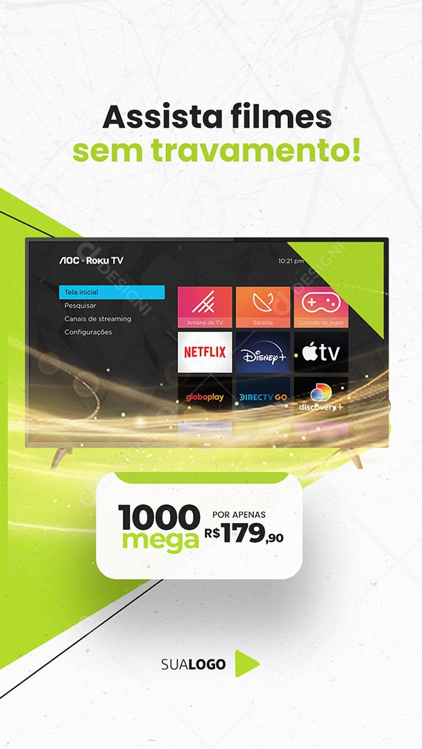 Social Media Assista Filmes sem Travamento! Story Provedor de Internet PSD Editável