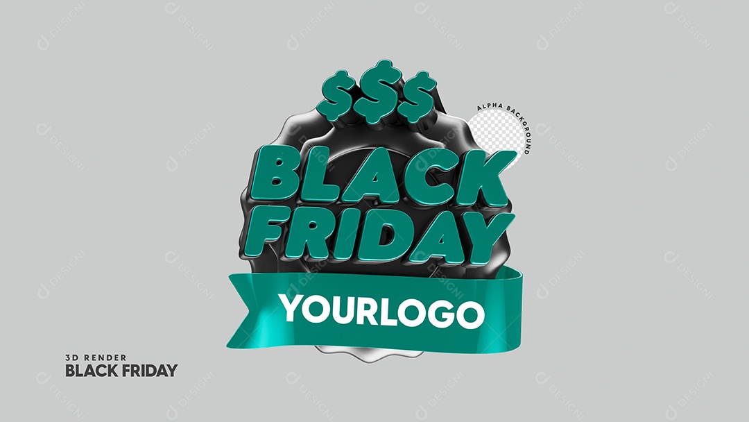 Black Friday Selo 3D Azul para Composição PSD