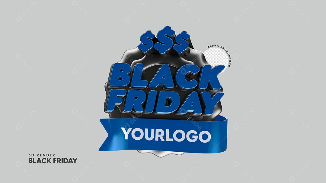 Black Friday 3D Blue Stamp for Compositing PSD