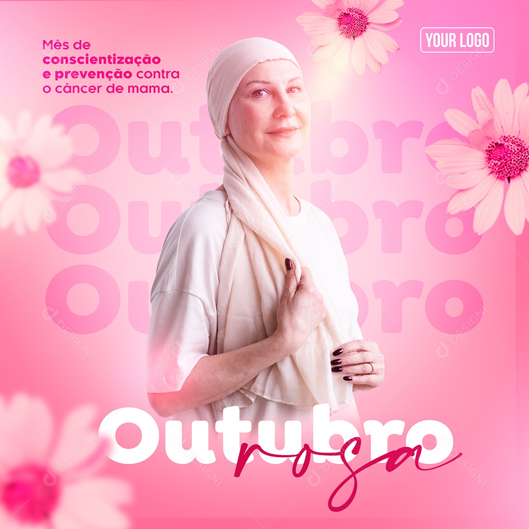 Mês de Conscientização sobre o Câncer de Mama Outubro Rosa Social Media PSD Editável