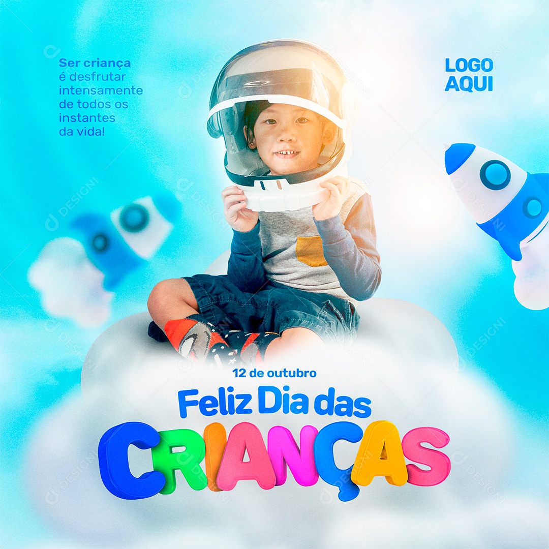 Ser Criança é Desfrutar Intensamente de Todos os Instantes da Vida Feliz Dia das Crianças Social Media PSD Editável