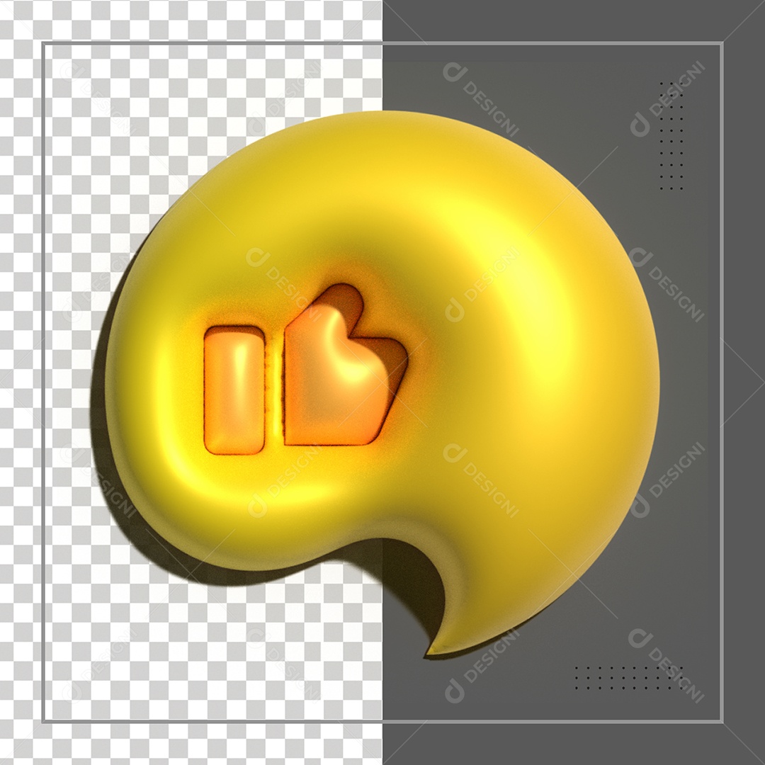Ícone 3D Like Amarelo em Balão De Fala PSD