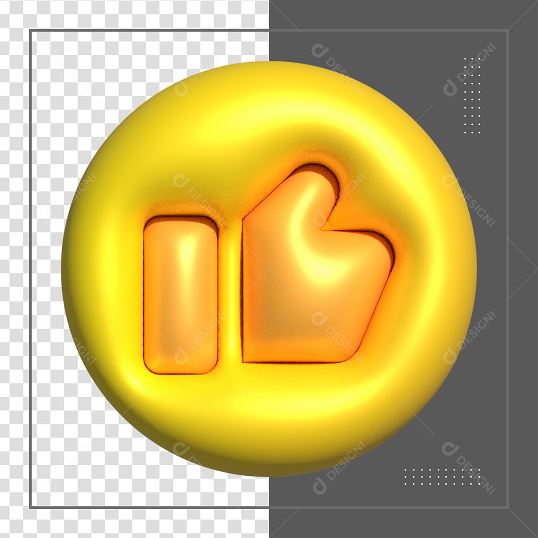 Ícone 3D Like Amarelo em Balão De Fala PSD